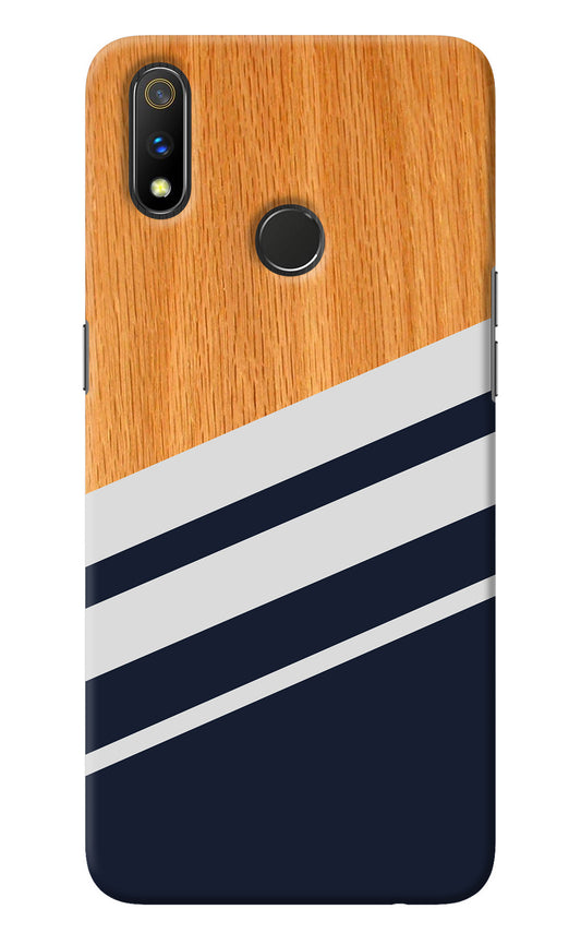Blue and white wooden Realme 3 Pro Back Cover