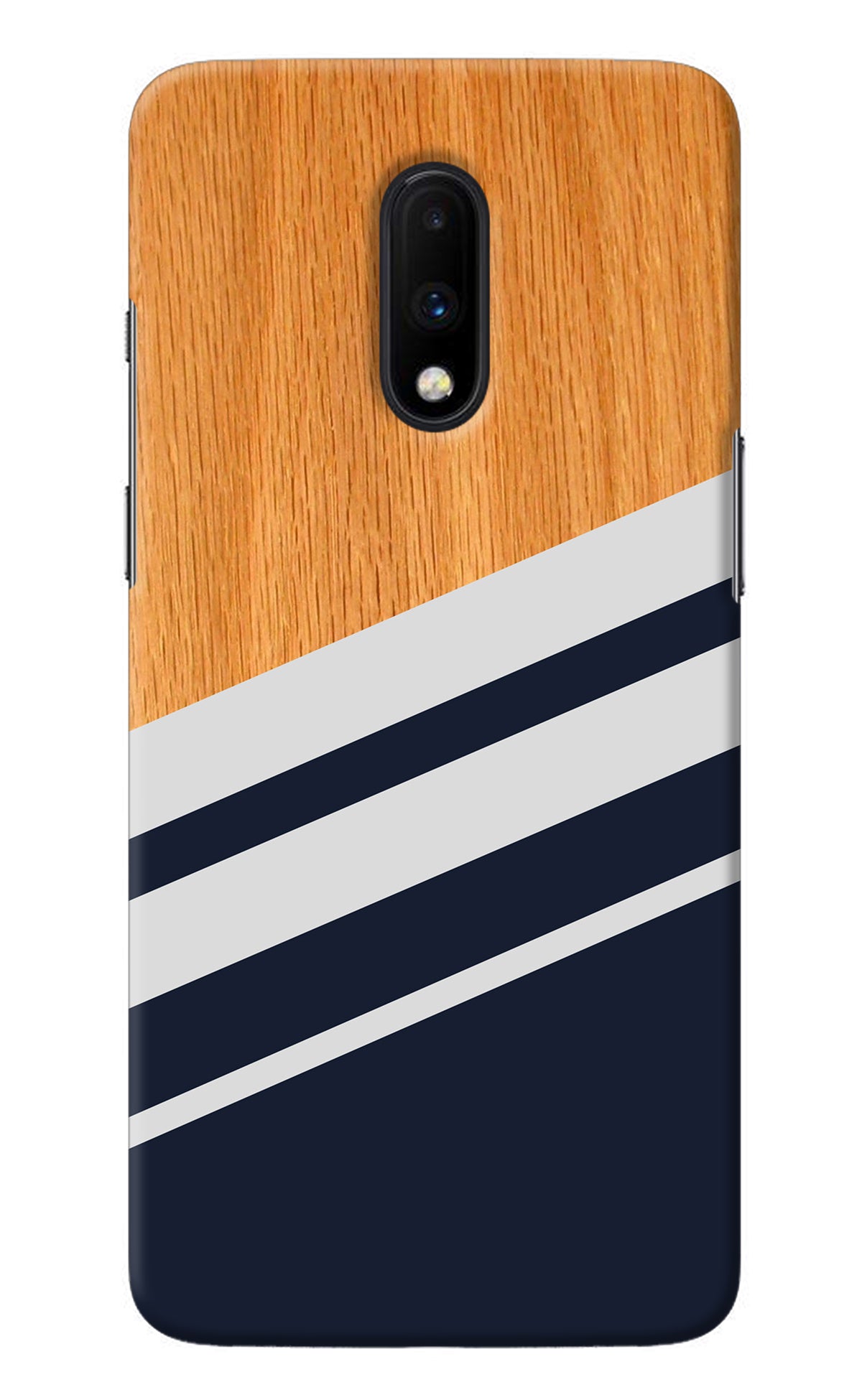 Blue and white wooden Oneplus 7 Back Cover