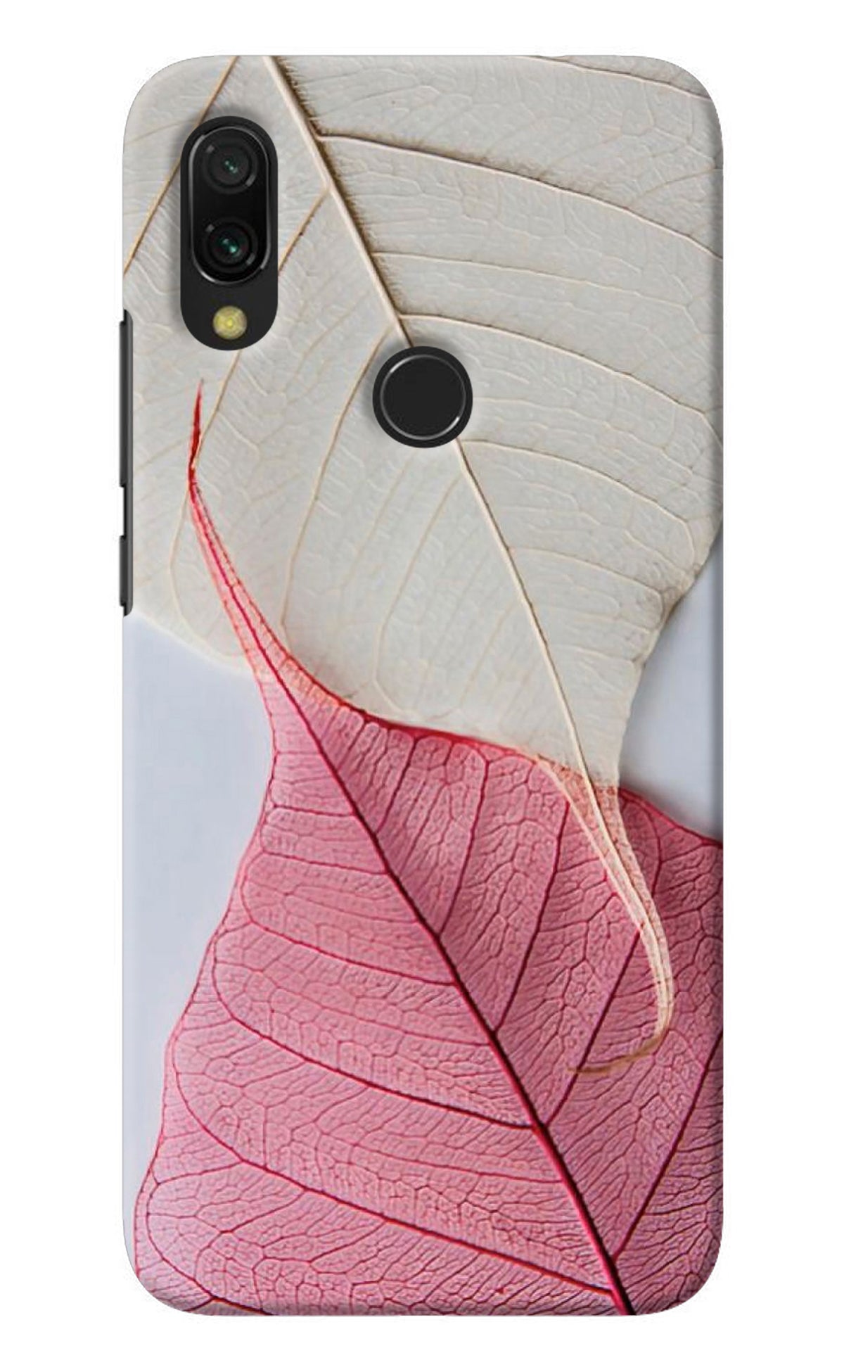 White Pink Leaf Redmi Y3 Back Cover