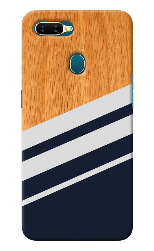 Blue and white wooden Oppo A7/A5s/A12 Back Cover