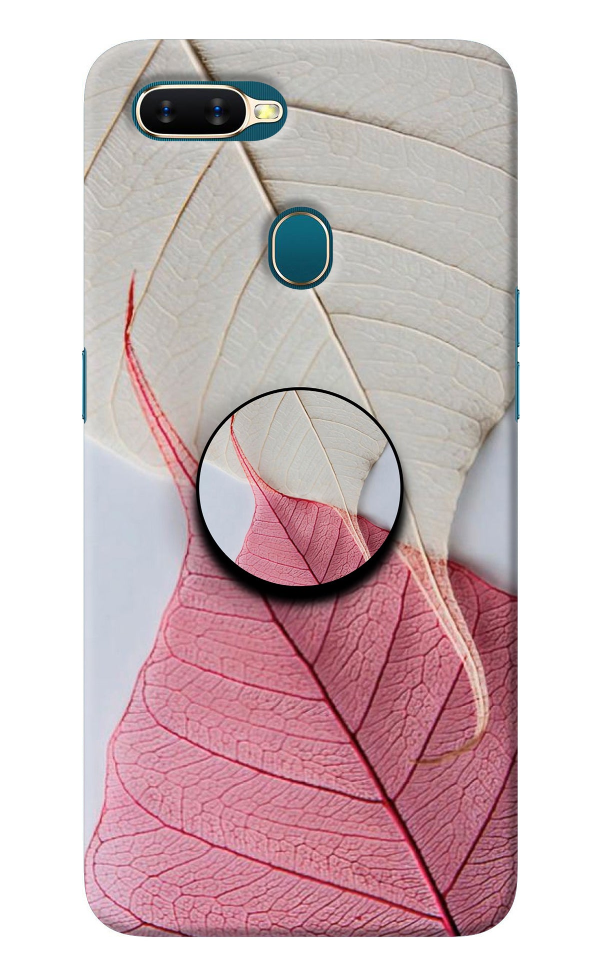 White Pink Leaf Oppo A7/A5s/A12 Pop Case