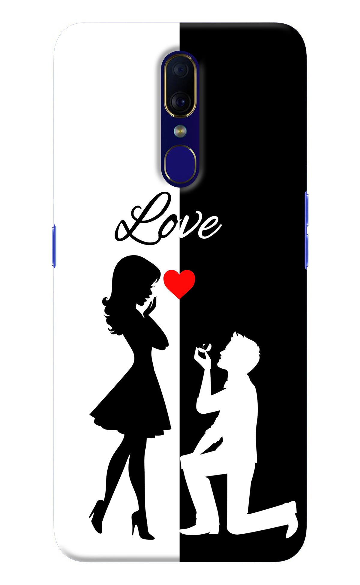 Love Propose Black And White Oppo F11 Back Cover