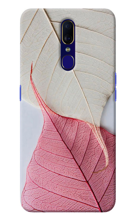 White Pink Leaf Oppo F11 Back Cover