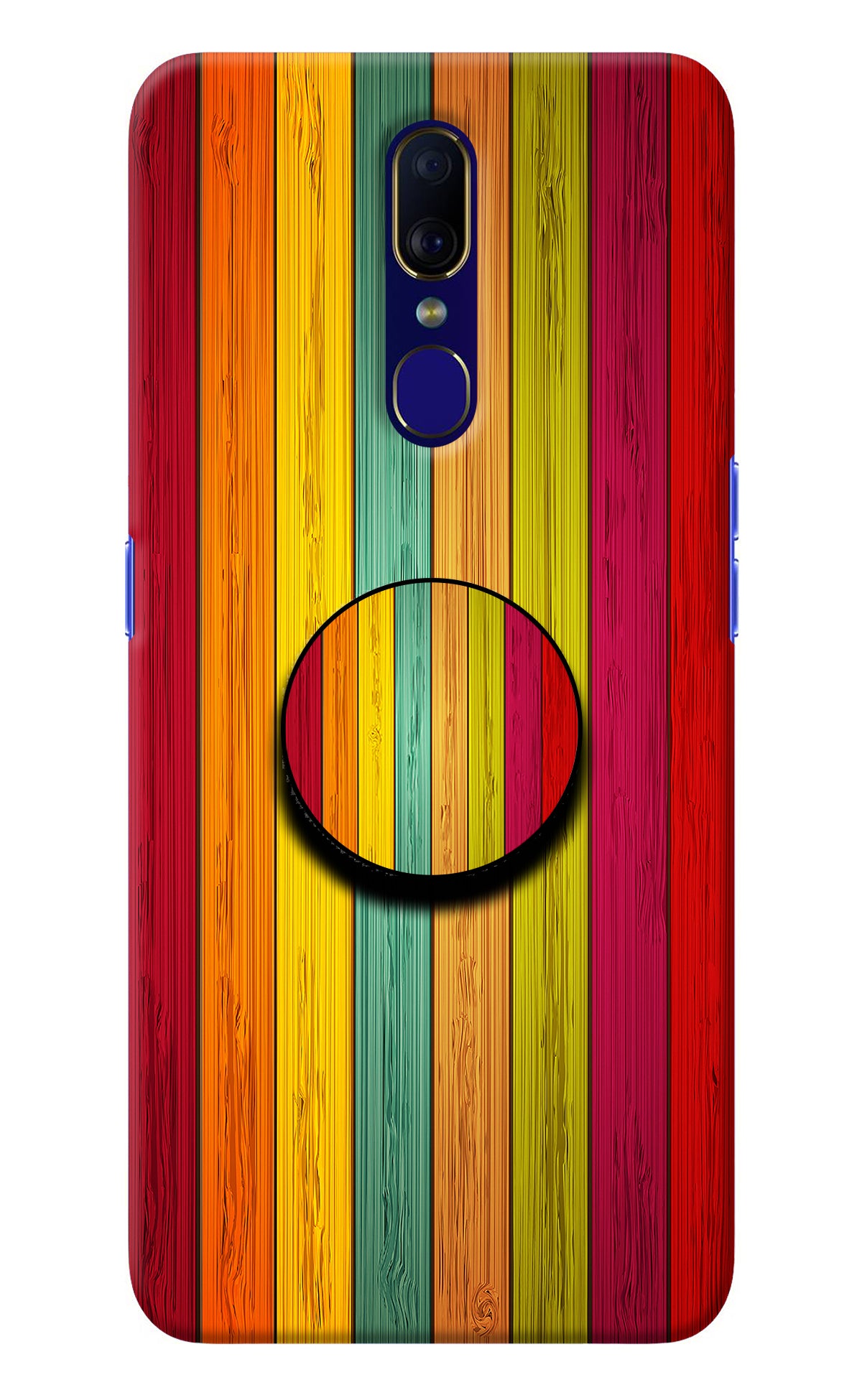 Multicolor Wooden Oppo F11 Pop Case