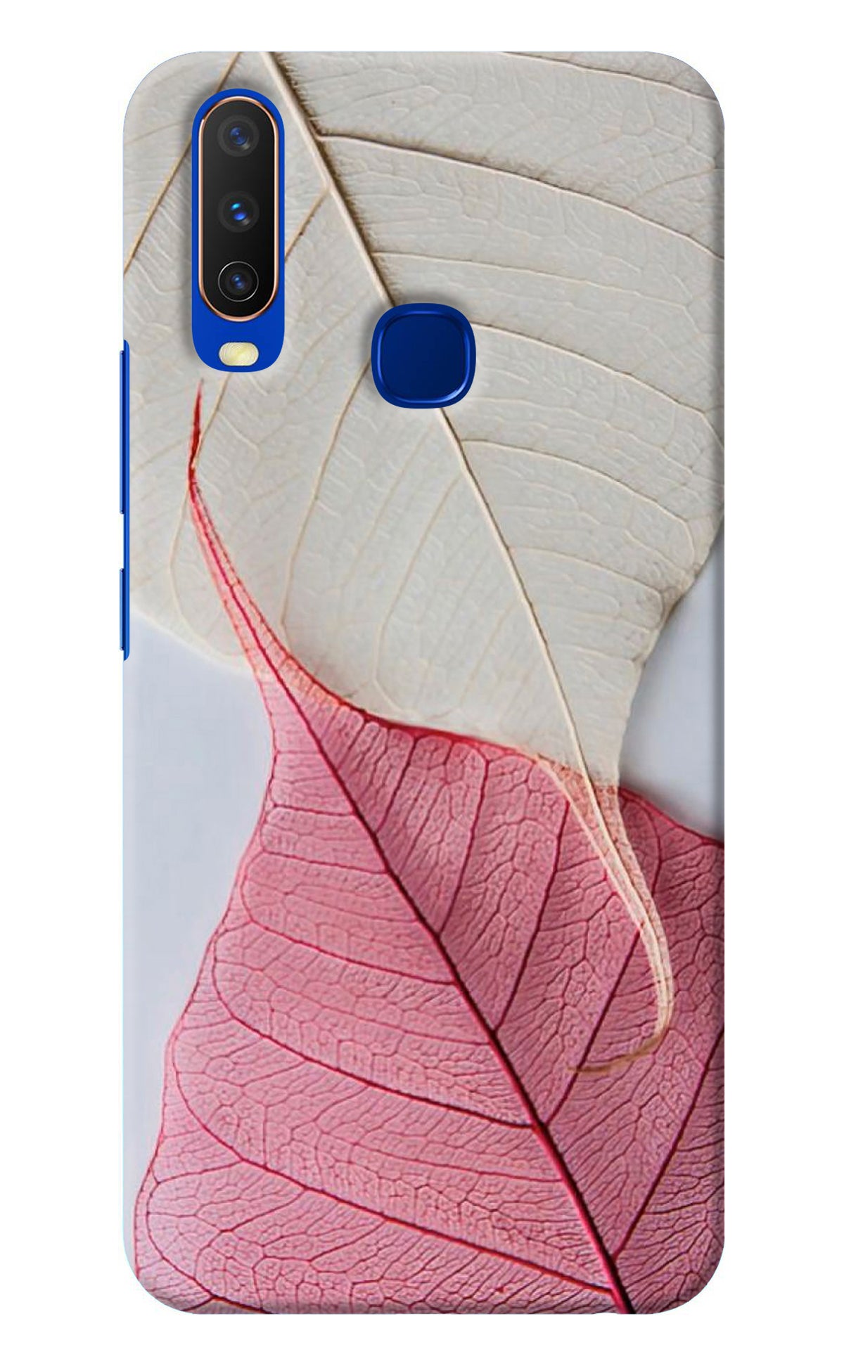 White Pink Leaf Vivo Y15/Y17 Back Cover