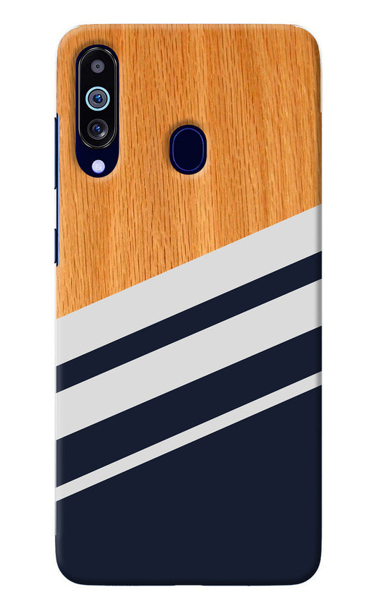 Blue and white wooden Samsung M40/A60 Back Cover