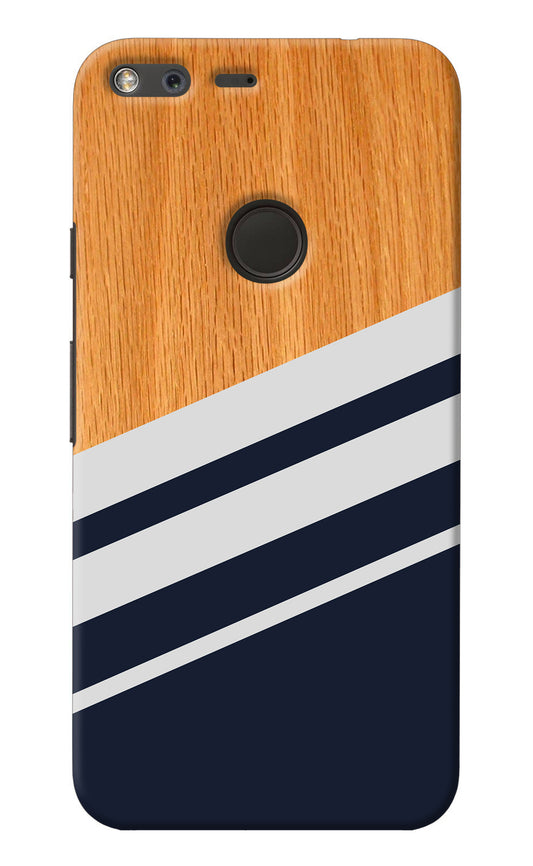 Blue and white wooden Google Pixel Back Cover