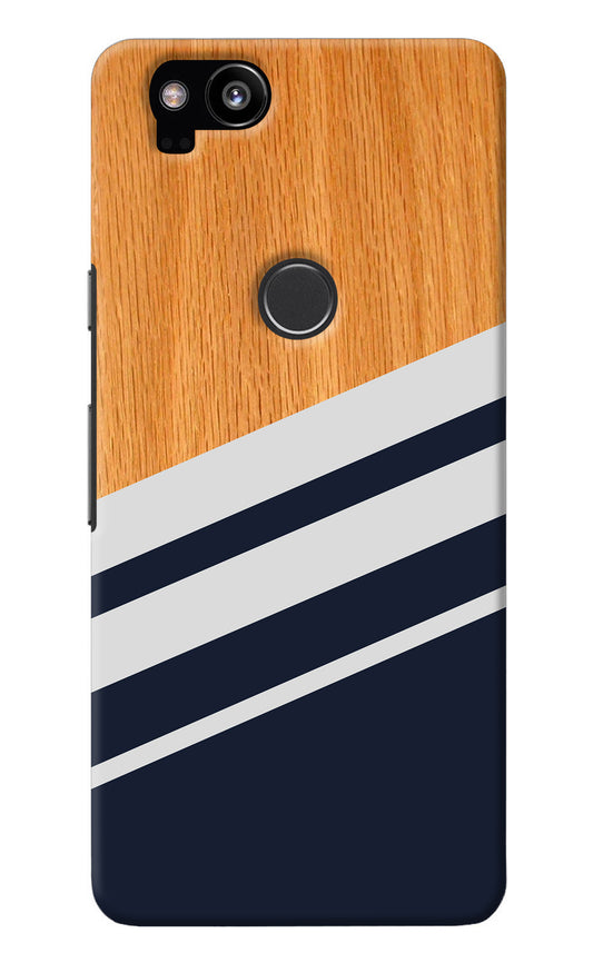 Blue and white wooden Google Pixel 2 Back Cover