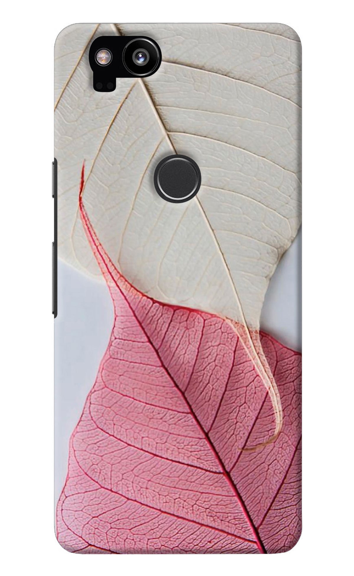 White Pink Leaf Google Pixel 2 Back Cover