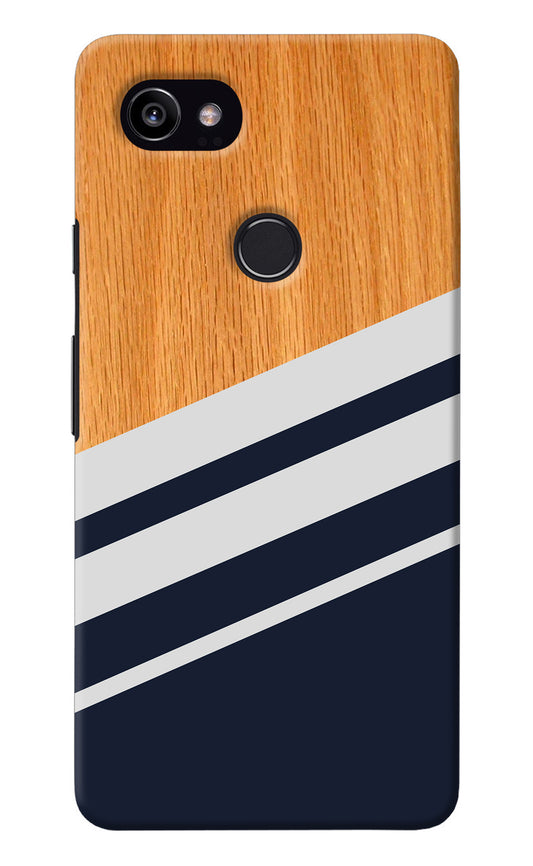 Blue and white wooden Google Pixel 2 XL Back Cover