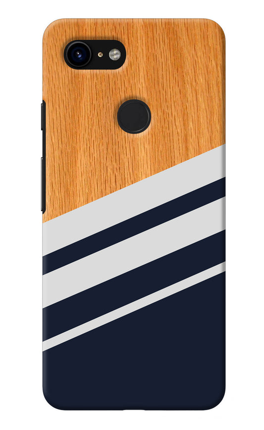 Blue and white wooden Google Pixel 3 Back Cover