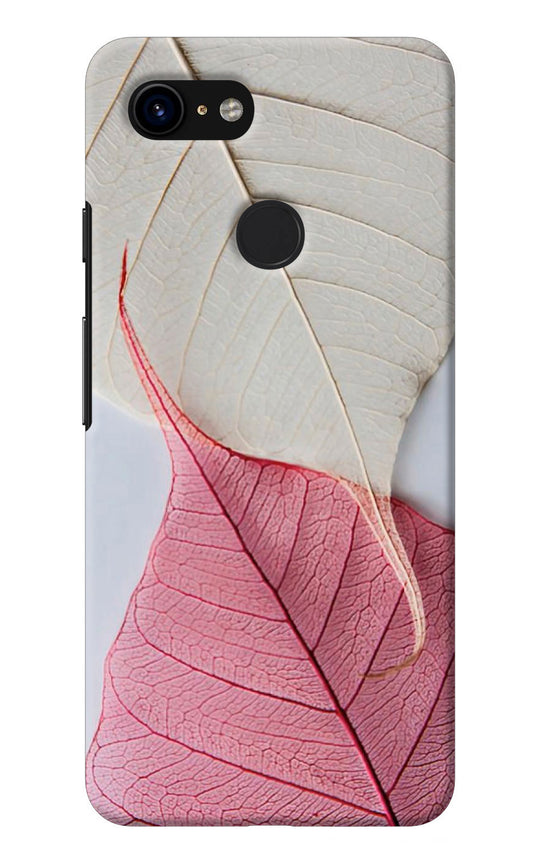 White Pink Leaf Google Pixel 3 Back Cover