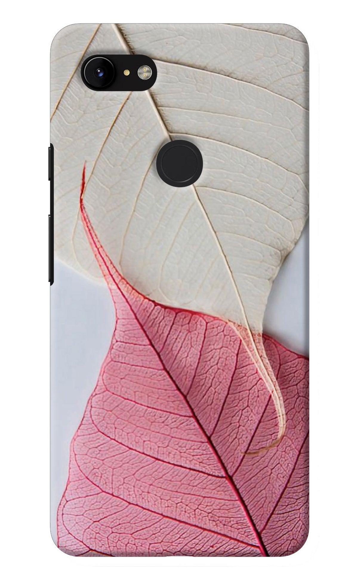 White Pink Leaf Google Pixel 3 XL Back Cover