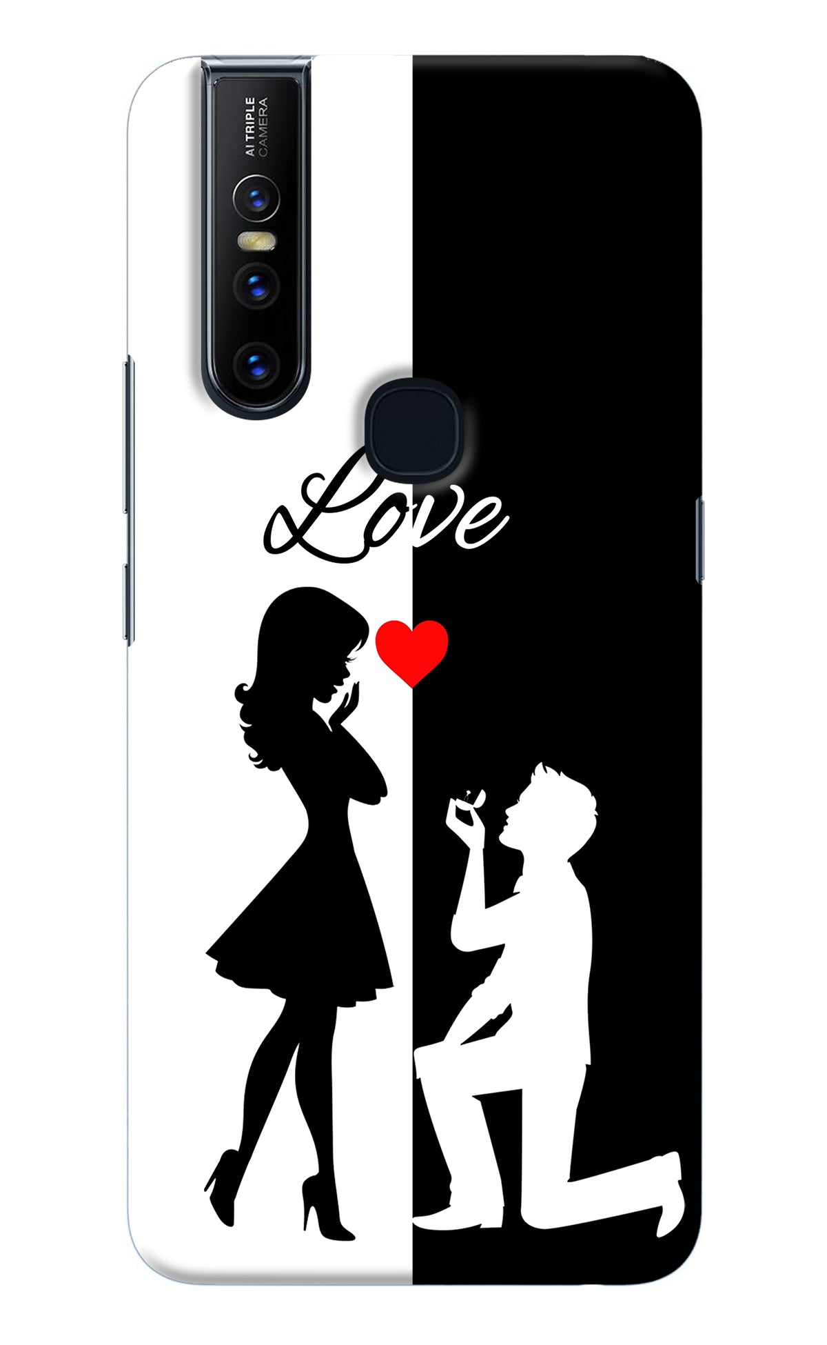 Love Propose Black And White Vivo V15 Back Cover