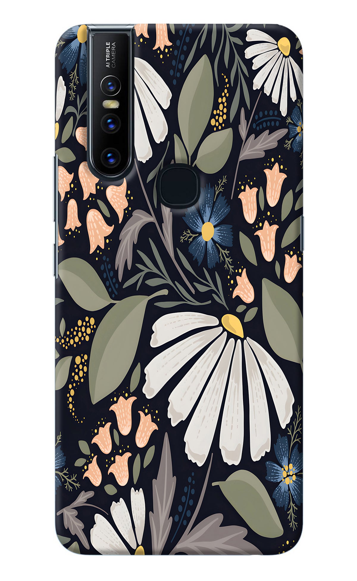 Flowers Art Vivo V15 Back Cover