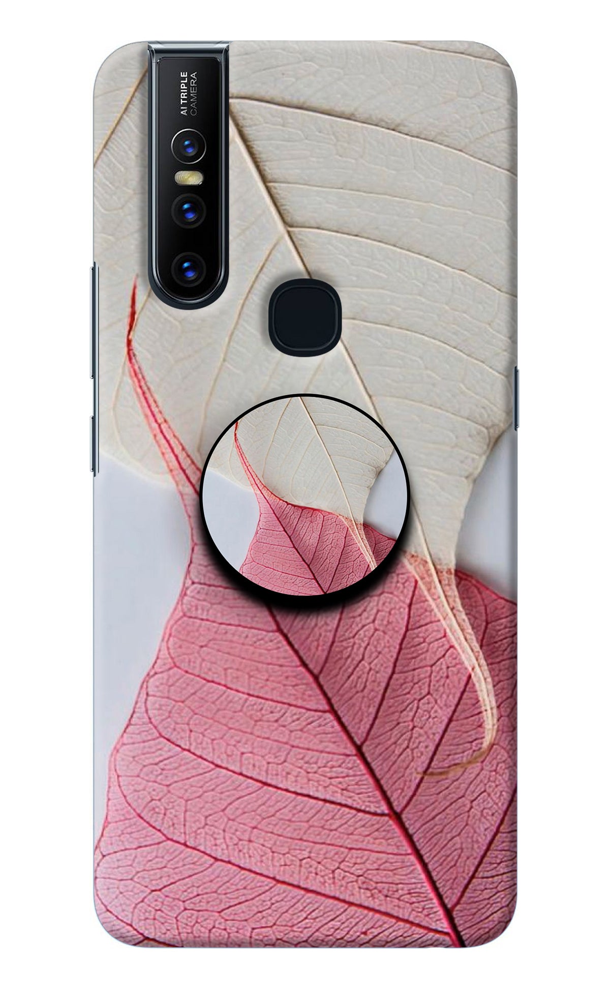 White Pink Leaf Vivo V15 Pop Case