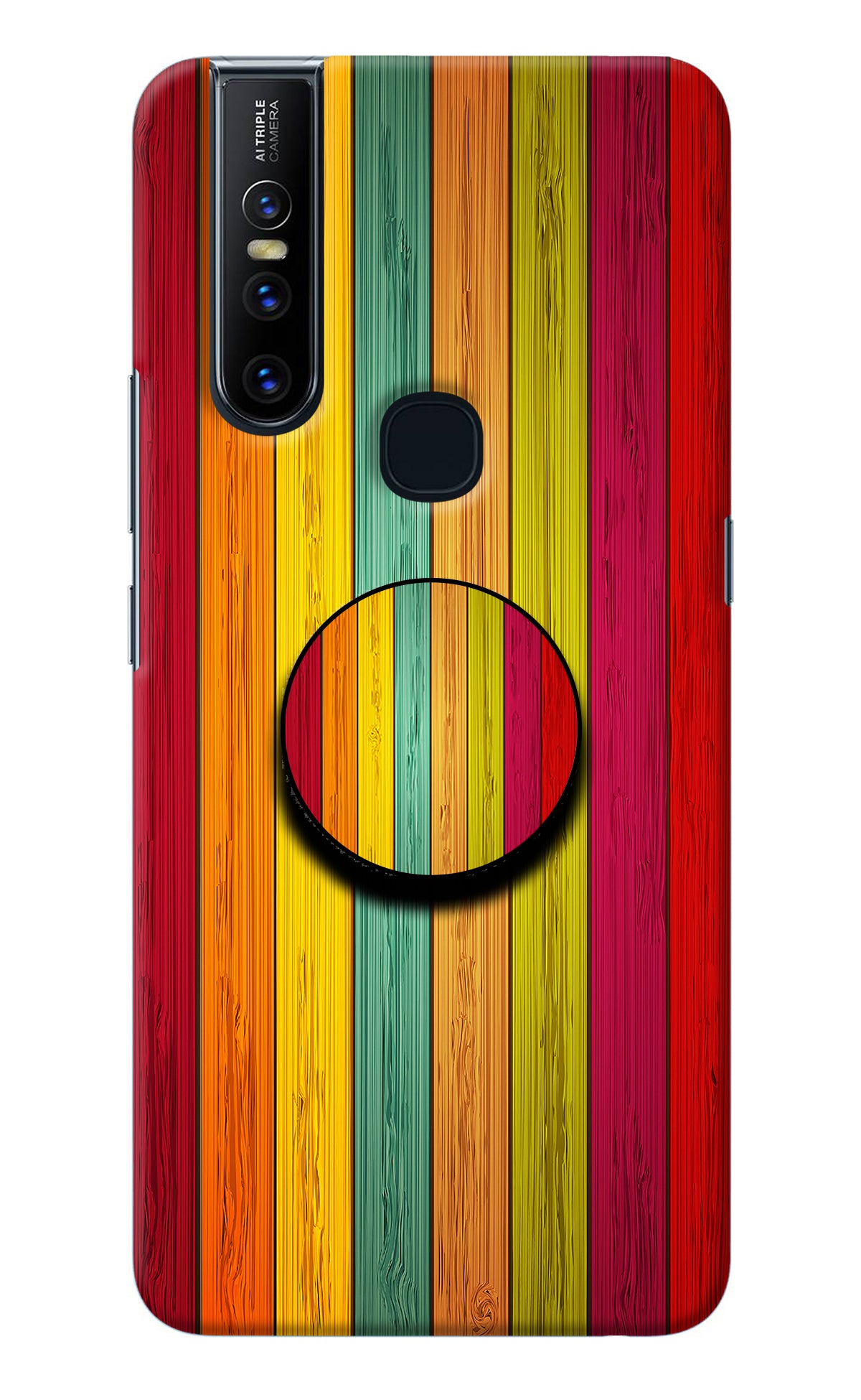 Multicolor Wooden Vivo V15 Pop Case