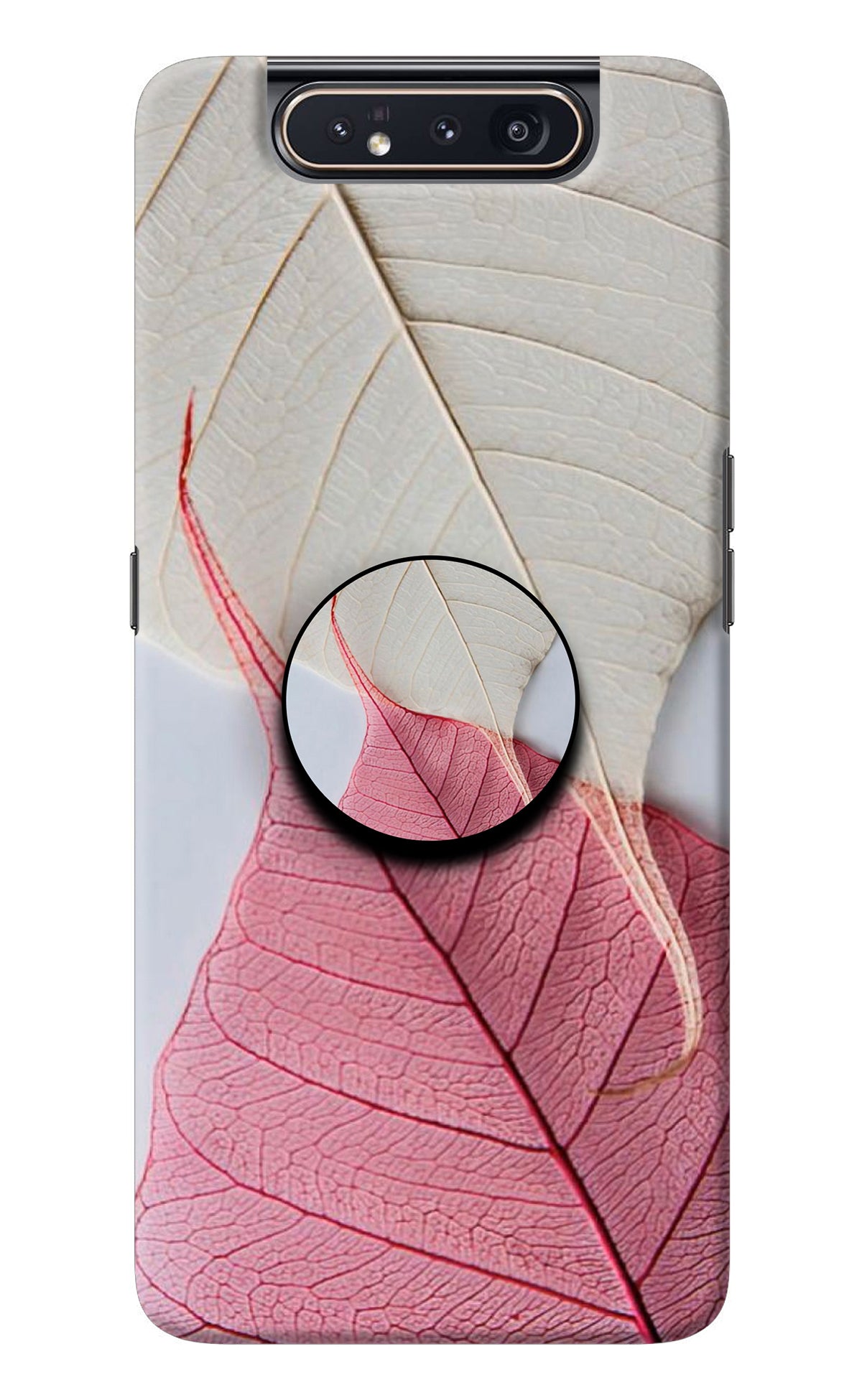 White Pink Leaf Samsung A80 Pop Case