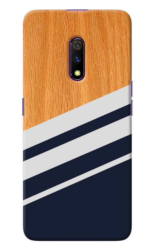 Blue and white wooden Realme X Back Cover