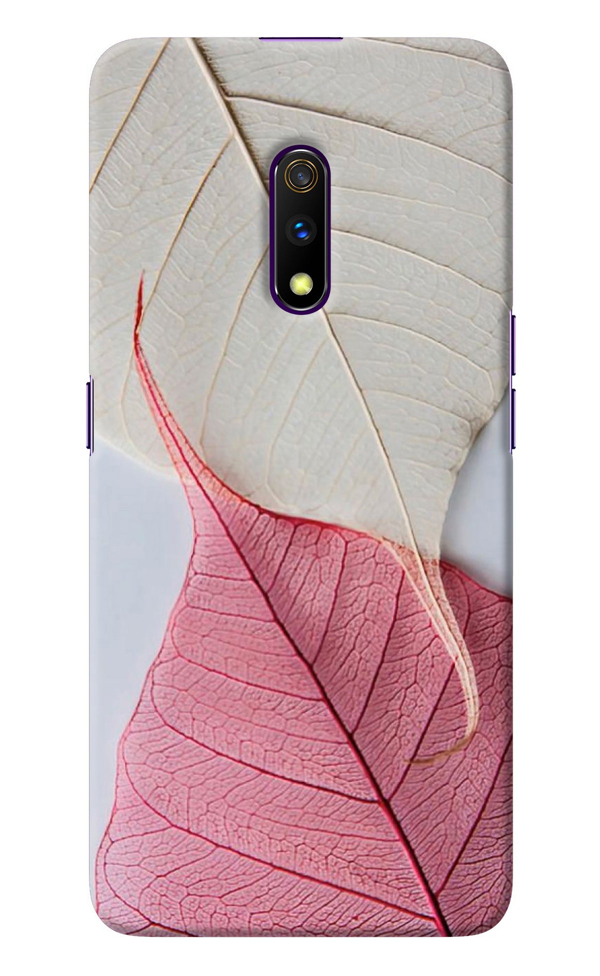 White Pink Leaf Realme X Back Cover