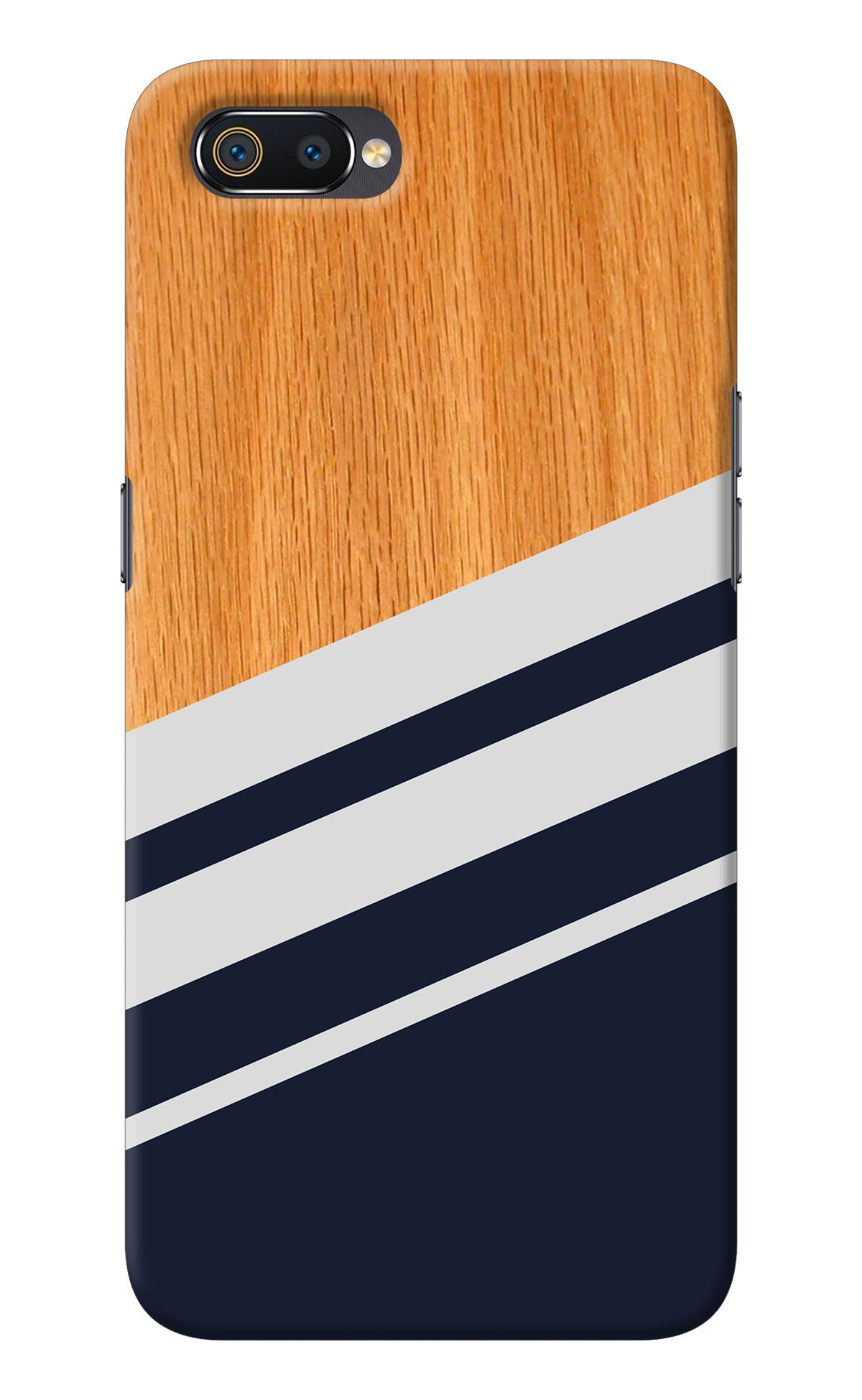 Blue and white wooden Realme C2 Back Cover