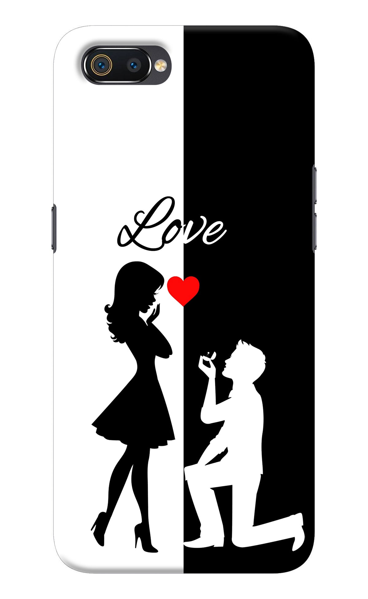 Love Propose Black And White Realme C2 Back Cover