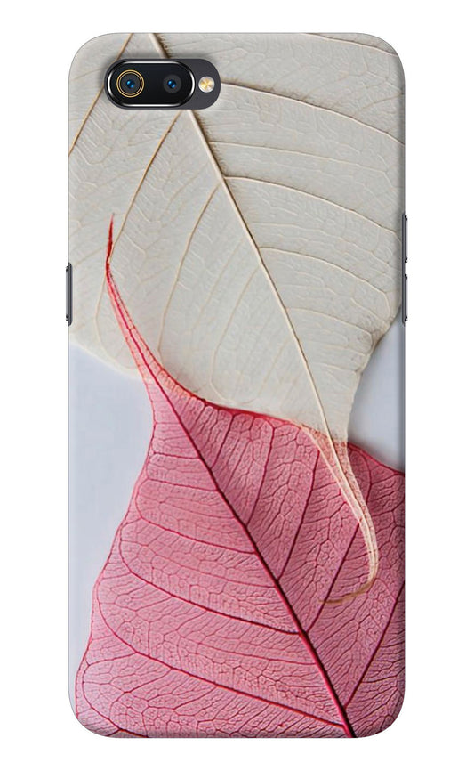 White Pink Leaf Realme C2 Back Cover