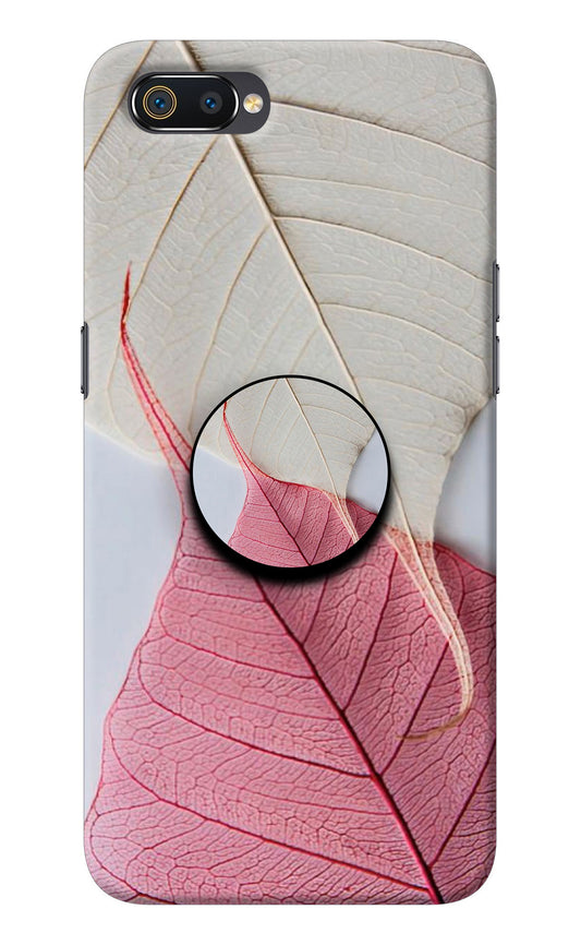 White Pink Leaf Realme C2 Pop Case