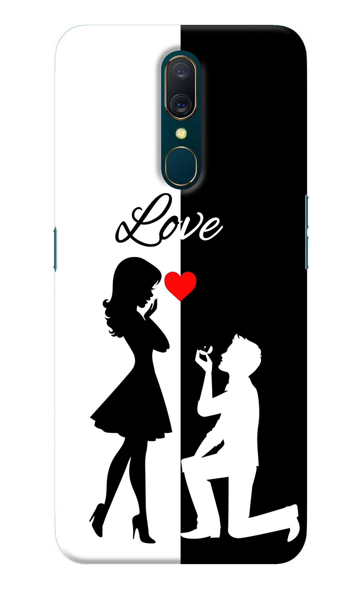 Love Propose Black And White Oppo A9 Back Cover