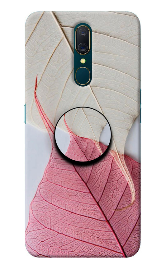White Pink Leaf Oppo A9 Pop Case