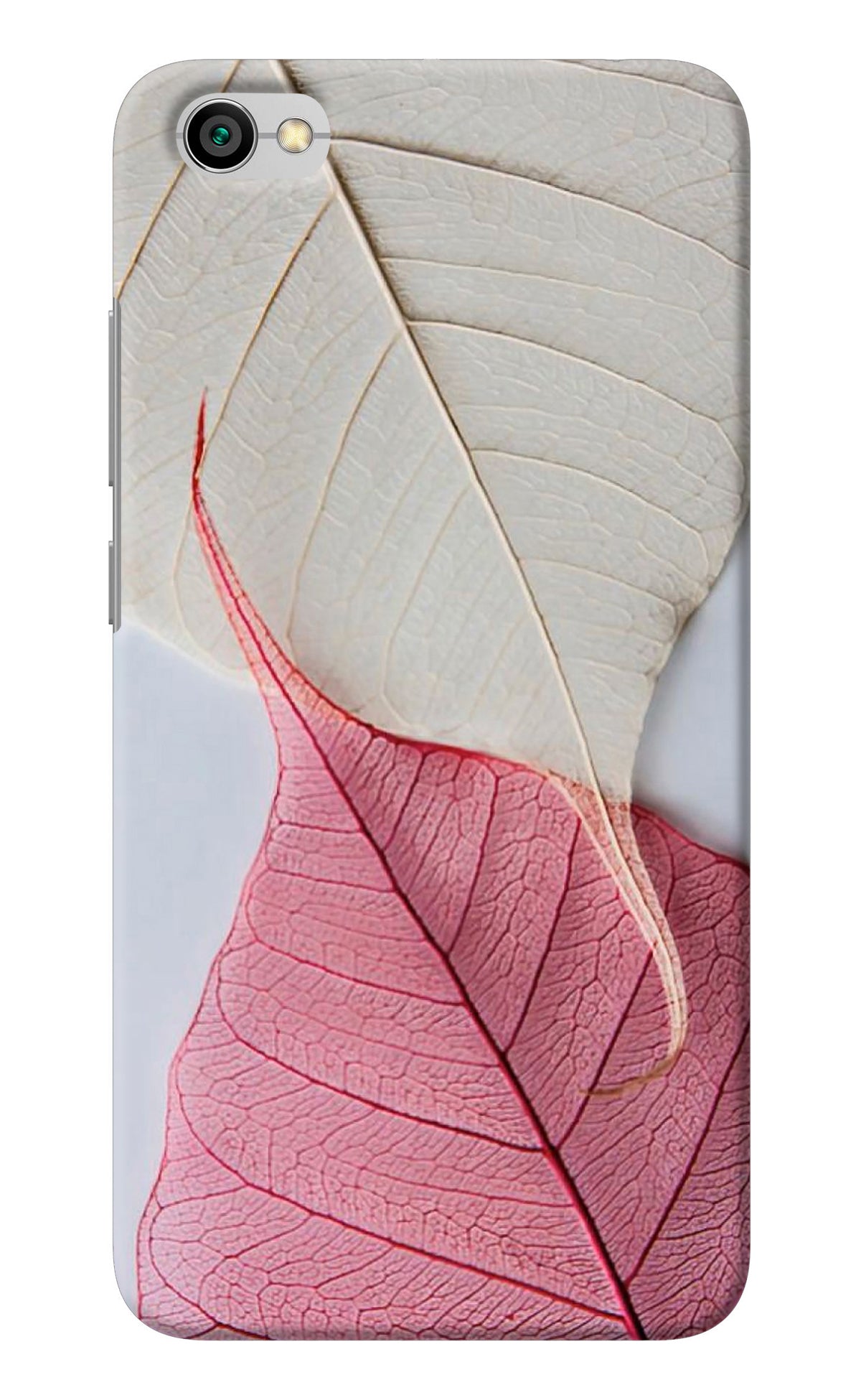 White Pink Leaf Redmi Y1 Lite Back Cover