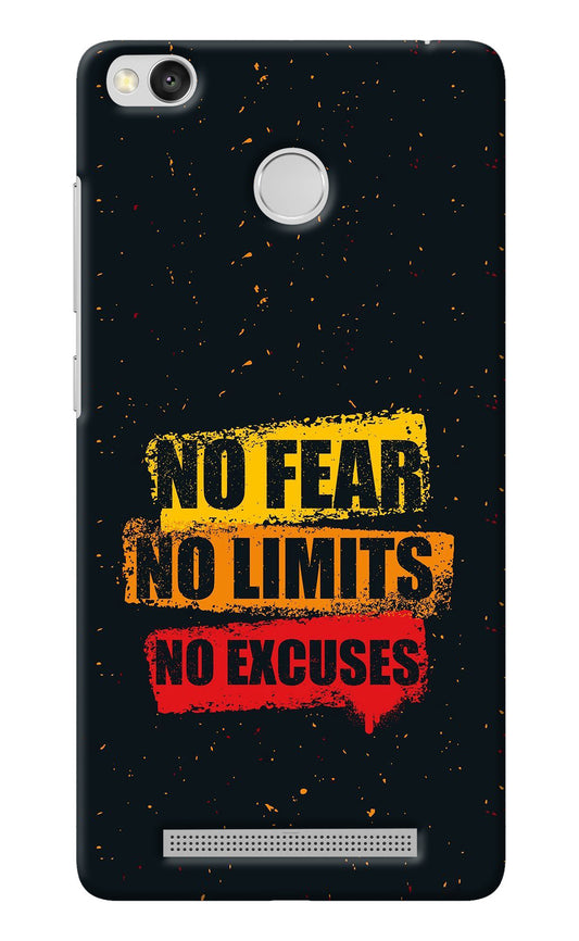 No Fear No Limits No Excuse Redmi 3S Prime Back Cover