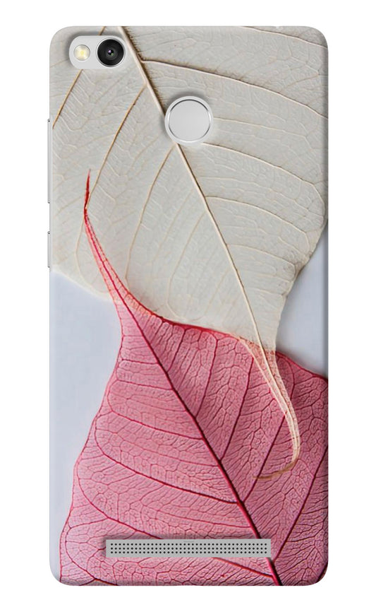 White Pink Leaf Redmi 3S Prime Back Cover