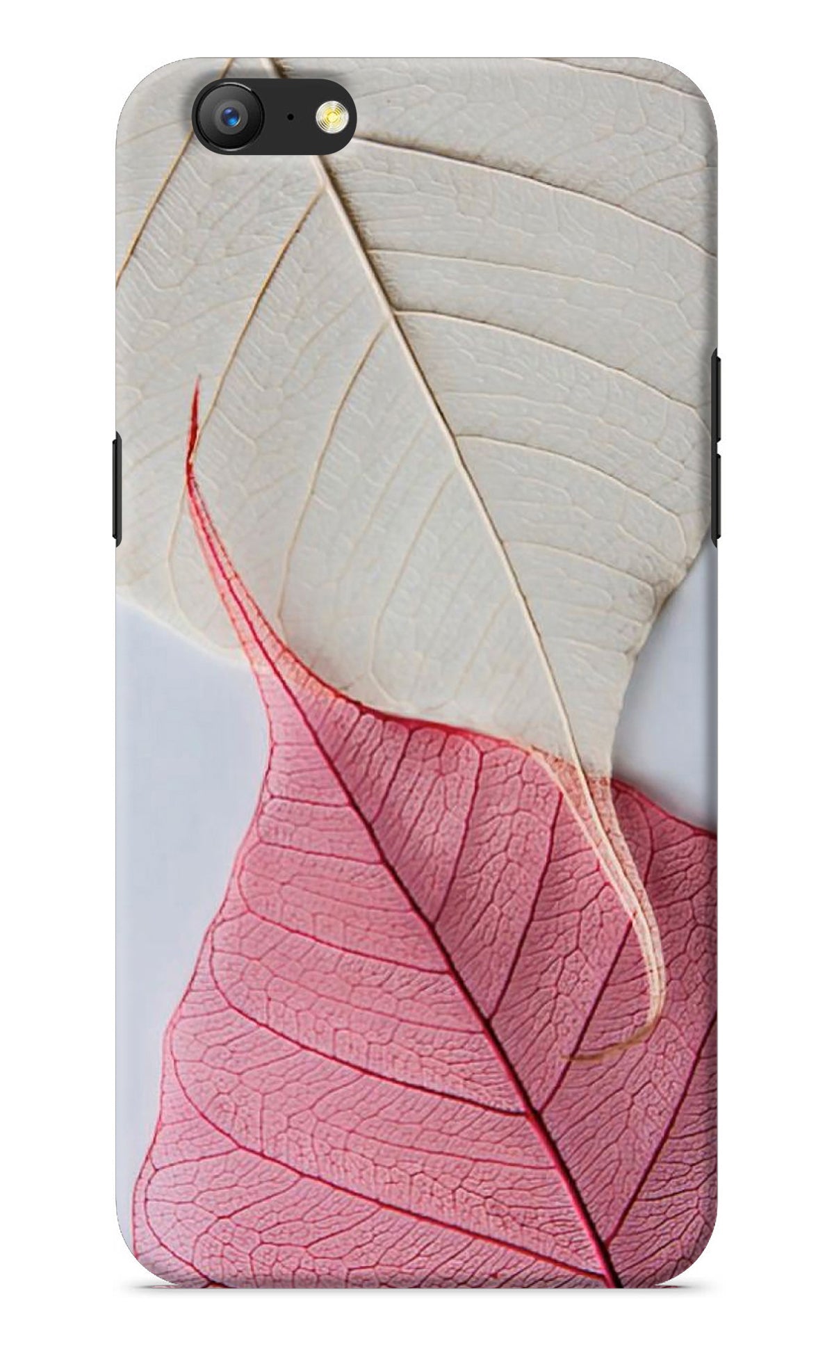 White Pink Leaf Oppo A57 Back Cover