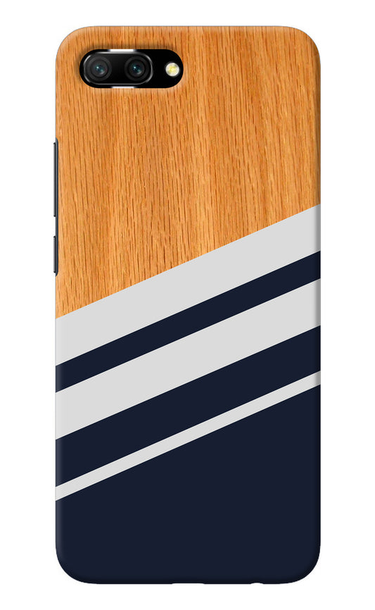 Blue and white wooden Honor 10 Back Cover