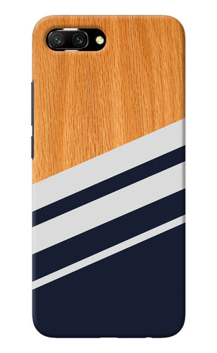 Blue and white wooden Honor 10 Back Cover