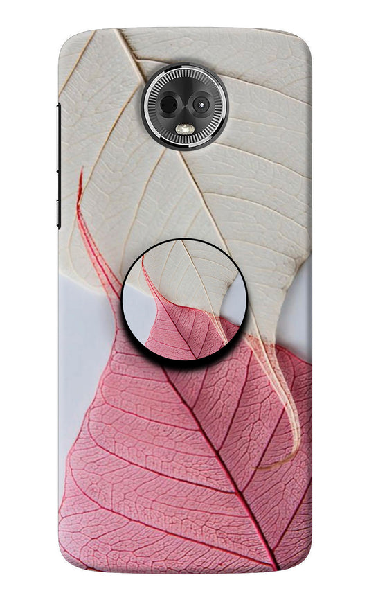 White Pink Leaf Moto E5 Plus Pop Case