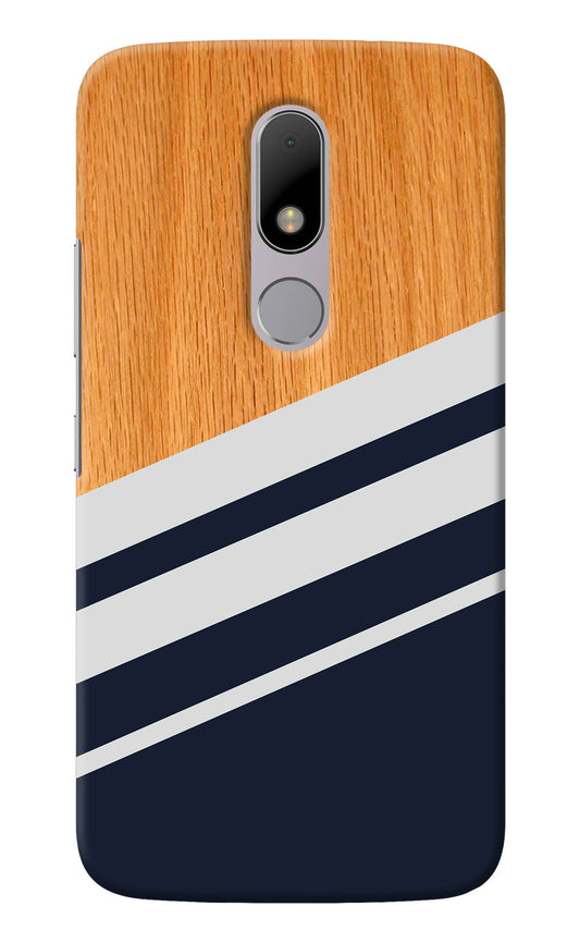 Blue and white wooden Moto M Back Cover