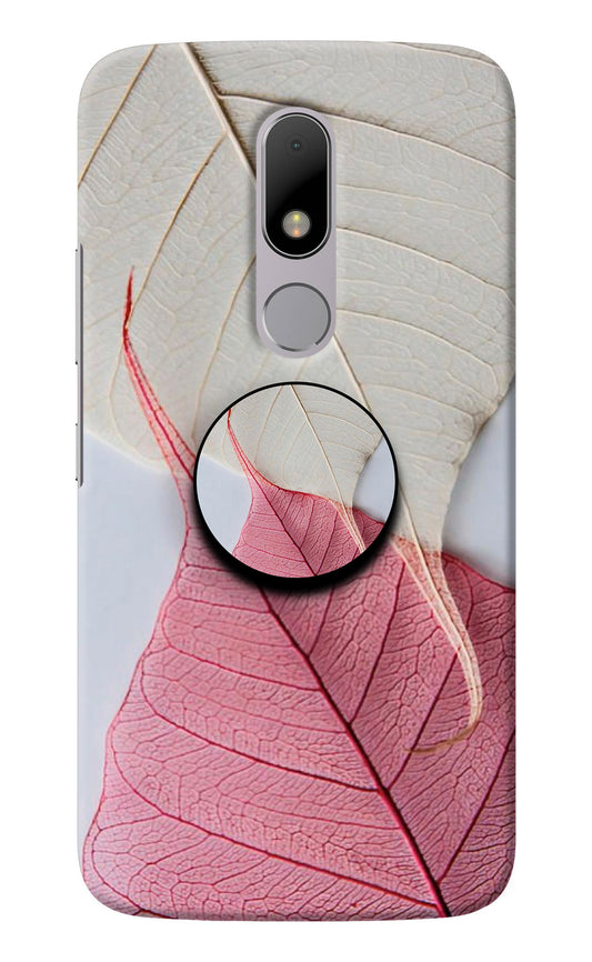 White Pink Leaf Moto M Pop Case