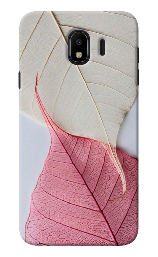 White Pink Leaf Samsung J4 Back Cover