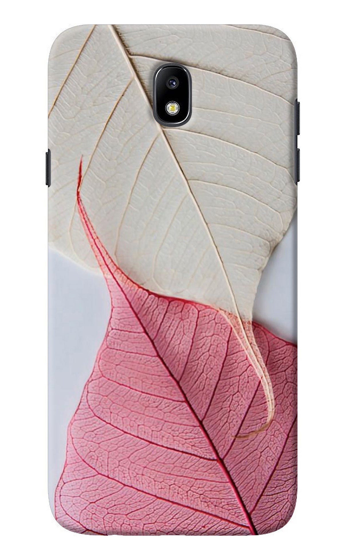 White Pink Leaf Samsung J7 Pro Back Cover