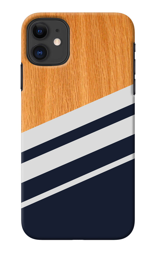 Blue and white wooden iPhone 11 Back Cover
