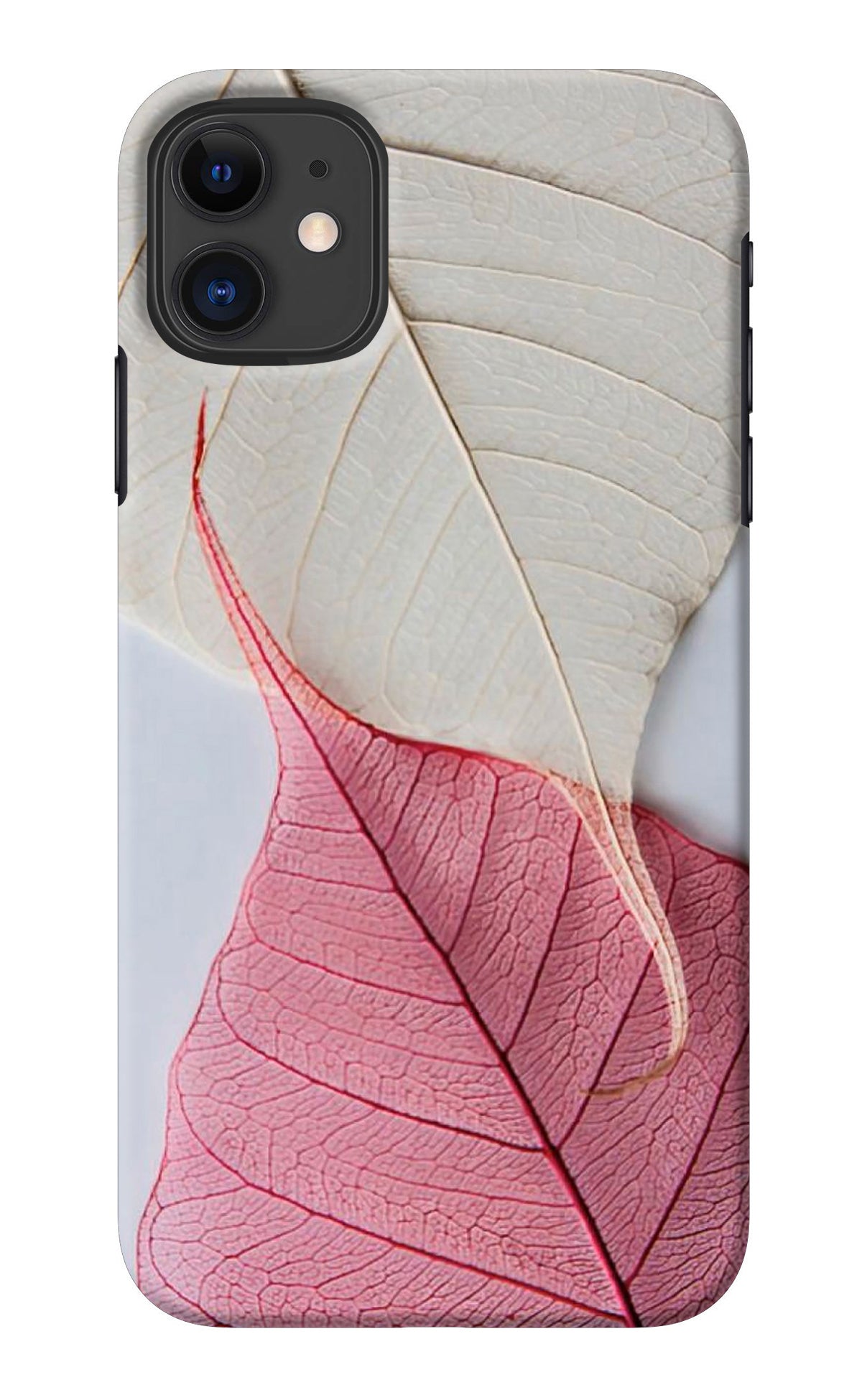 White Pink Leaf iPhone 11 Back Cover