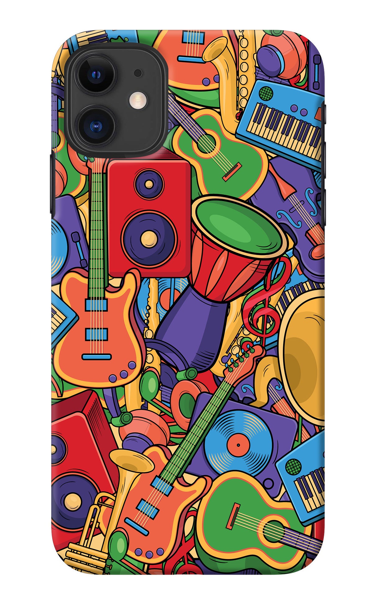 Music Instrument Doodle iPhone 11 Back Cover