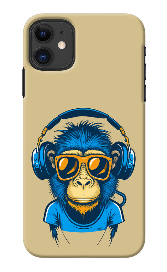 Monkey Headphone iPhone 11 Back Cover
