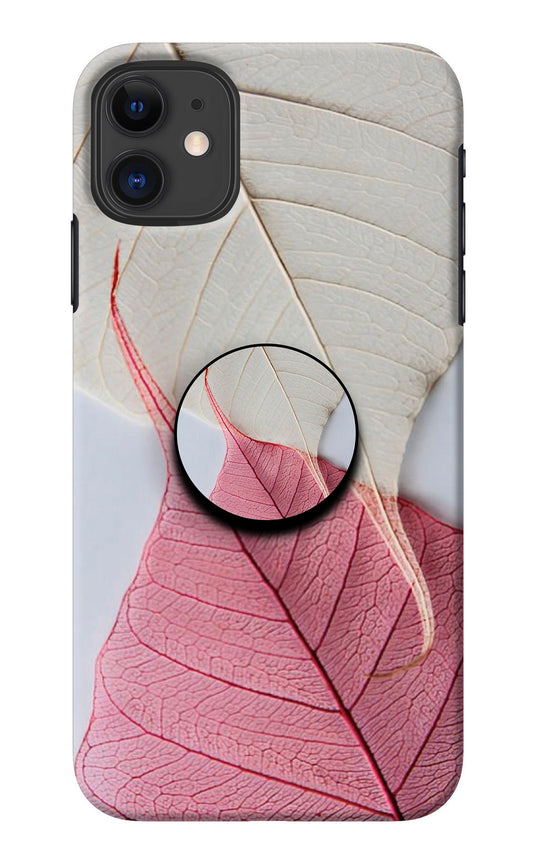 White Pink Leaf iPhone 11 Pop Case