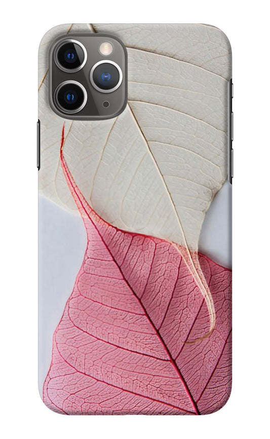 White Pink Leaf iPhone 11 Pro Back Cover