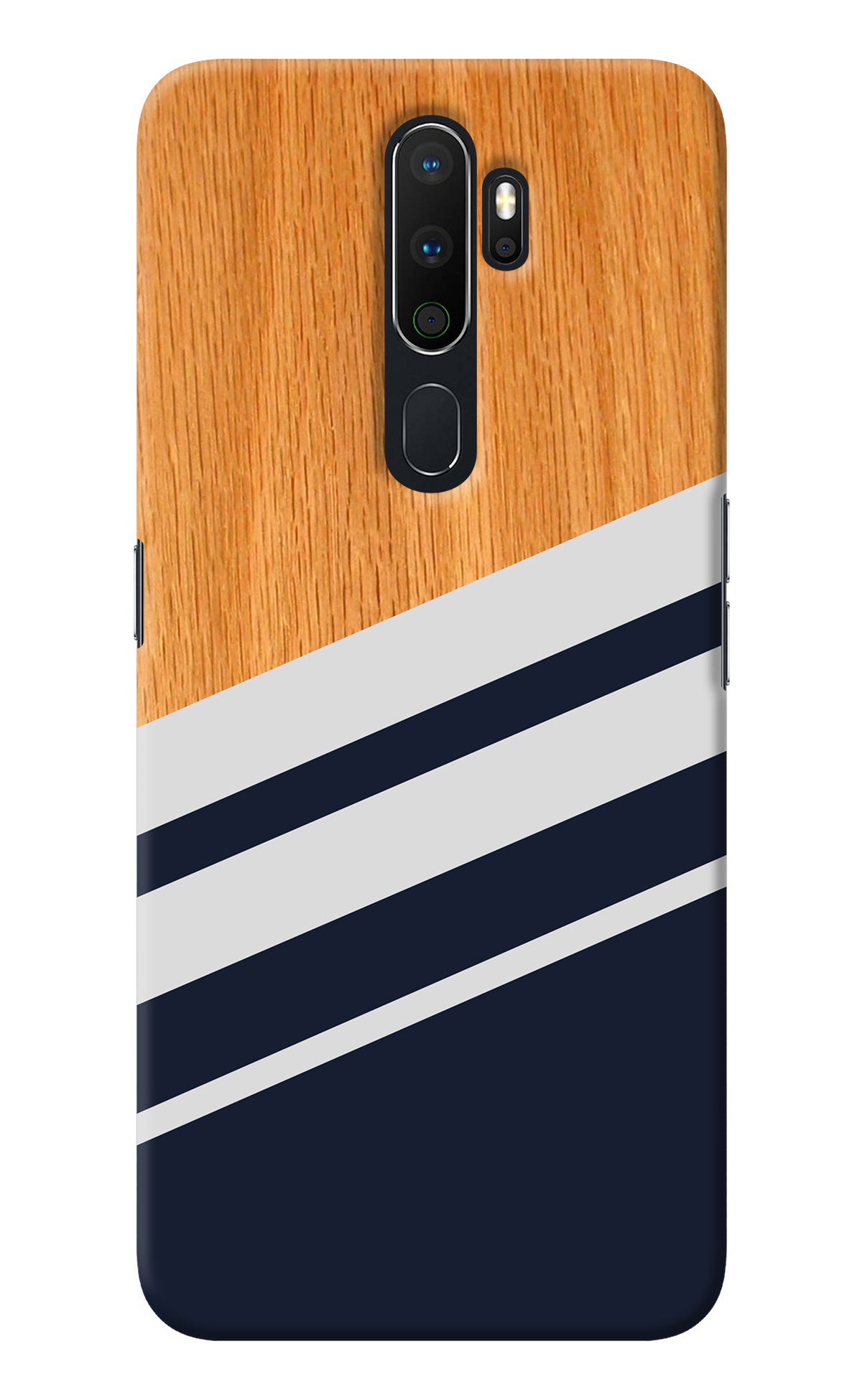 Blue and white wooden Oppo A5 2020/A9 2020 Back Cover