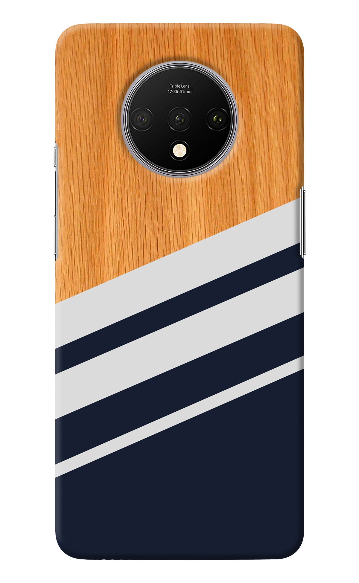 Blue and white wooden Oneplus 7T Back Cover