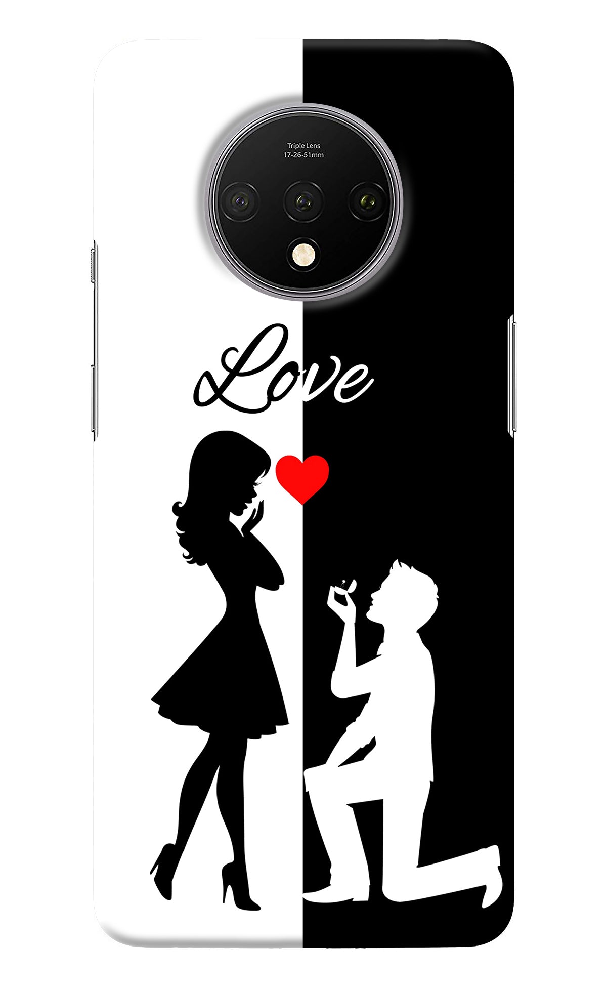 Love Propose Black And White Oneplus 7T Back Cover